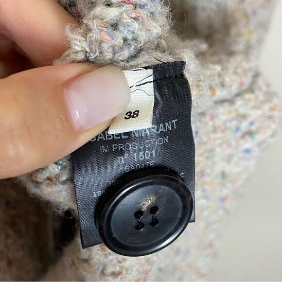 Isabel Marant Etoile Hamilton Wool Tan Gray Cardigan Oversized Size M - Picture 10 of 14